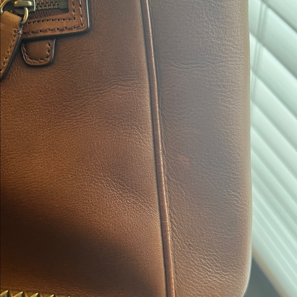 Coach Brown Leather Satchel with Studded Detail - Picture 4 of 7